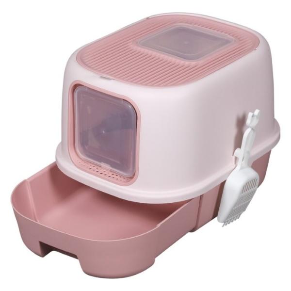 Anti Splashing Plastic Cat Litter House White Top Entry Litter Box With Drawer