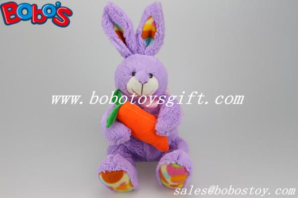 Easter Plush Toy Purple Bunny Rabbit Animal Holding Orange Carrot