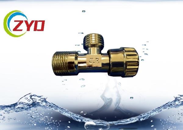 1 2 / 3 8 Brass Angle Valve For Toilet , Two Way Plumbing Angle Valve