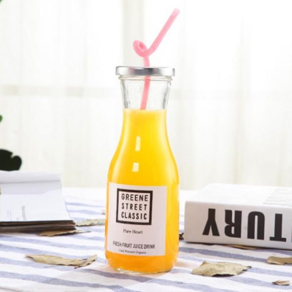 толстая стеклянная бутылка напитка 500мл с соломой/крышкой экологически дружелюбными