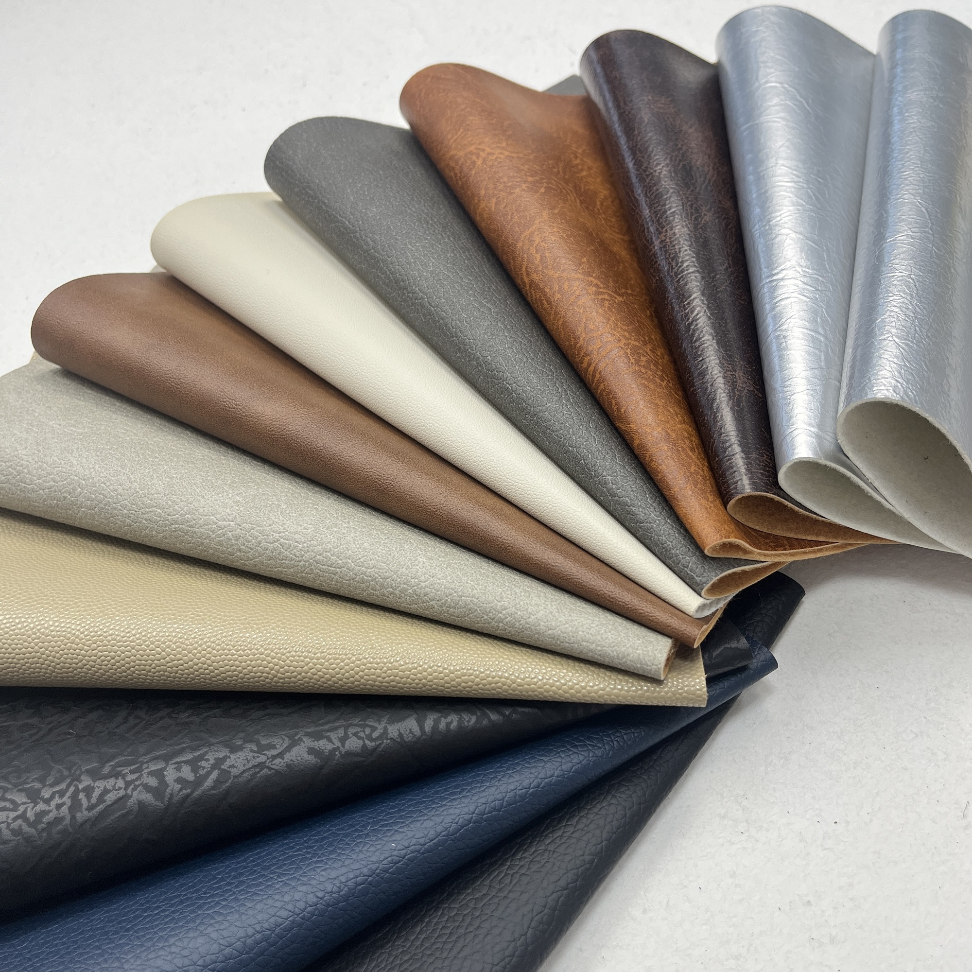 Factory Custom PU Vegan Leather Fabric Plain Color Leather for Bags Shoes Clothes Sofas Waterproof