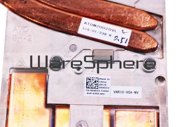 0K6D33 K6D33 AT0W20020AL Dell Precision Heatsink , Dell Precision M6800 Laptop Heatsink Fan
