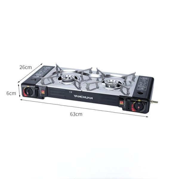 Outdoor Camping High Quality 2-in-1 Double Burner Gas Stove Kit Portable Lightweight Safety Propane Butane Gas Stove