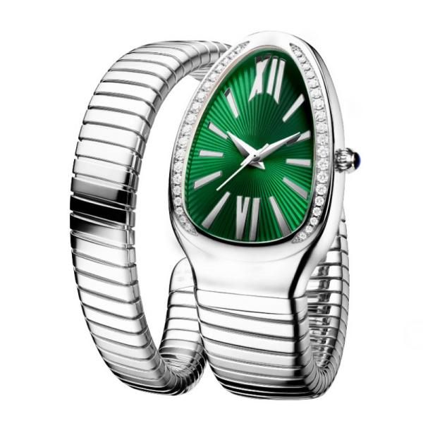 Serpentine Female Chain Wrist Watches , ODM Quartz Movt Genuine Diamond Watch
