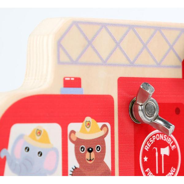 Preschool Wooden Car Busy Board Gear Unlocking Project Fire Truck Kindergarten Puzzle Toy