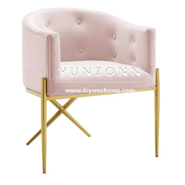 Modern Dining Arm Chair with X Legs Stainless Steel Designs Velvet Hotel Chairs