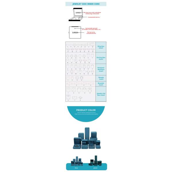 Boîte de bijoux de luxe Premium Blue Velvet Jewelry Box pour bracelet anneau boucle d'oreille
