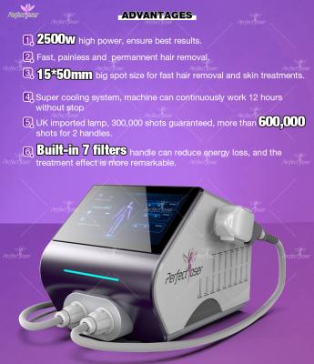 Máquina de depilação permanente indolor 2500 W OPT IPL máquina de tratamento de pele