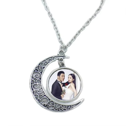Personalized Moon Necklace Sublimation Pendant Necklaces Blanks