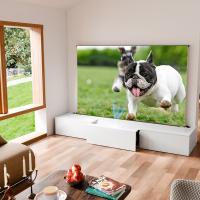 Customized Sliding TV Cabinet Wooden Short Throw Projector Cabinets White