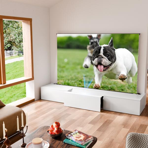White Ultra Short Throw Cabinet 120 Inch TV Stand For Projector