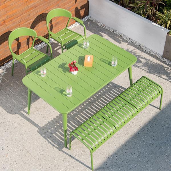 Modern Design Style NO Folded Dining Room Table Set Green Metal Outdoor Coffee and Chairs Bar for Courtyard