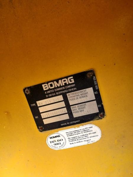 bomag   BW219 compator used road roller germany roller compact four tires roller  deutz engine