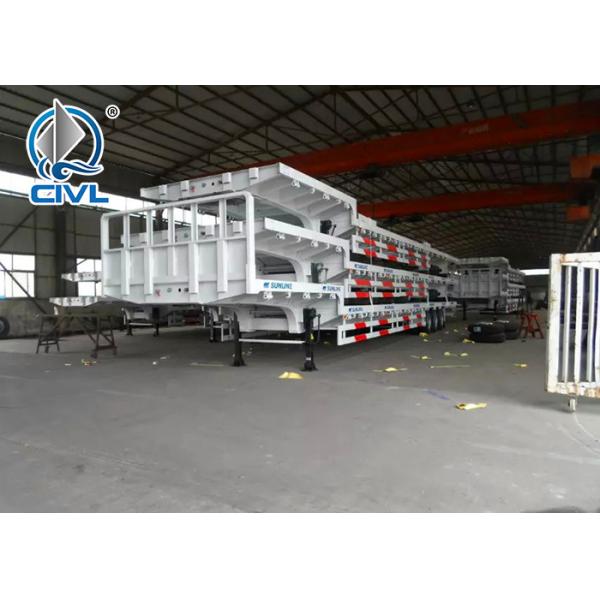 4 Axles Flatbed Manual Semi Trailer Trucks with Four Double Air Chamber