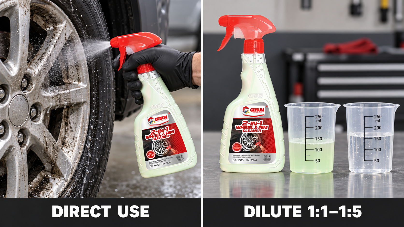GETSUN GT-9100 2-in-1 Wheel & Rim Cleaner Spray 500ml