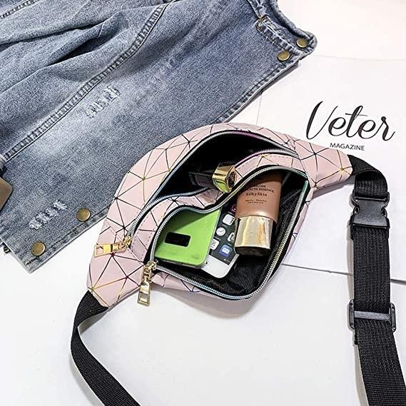 Pu Leather Bum Waist Bag Festival Fanny Pack 3 Zip Pockets Waterproof