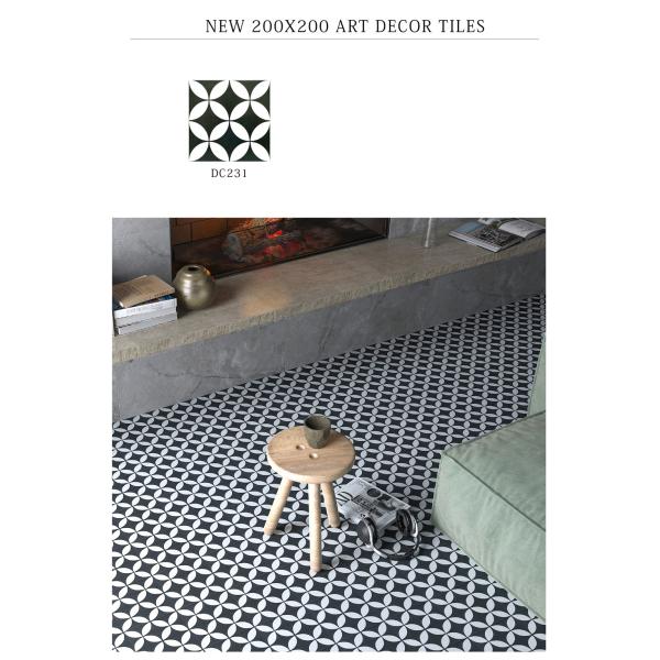 Black and White 20x20cm Ceramic Rustic Tile for Indoor Floor and Wall