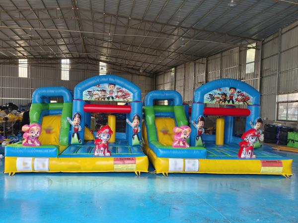Popular desenho animado inflável casa de salto com slides PAW Patrulha inflável combo para crianças