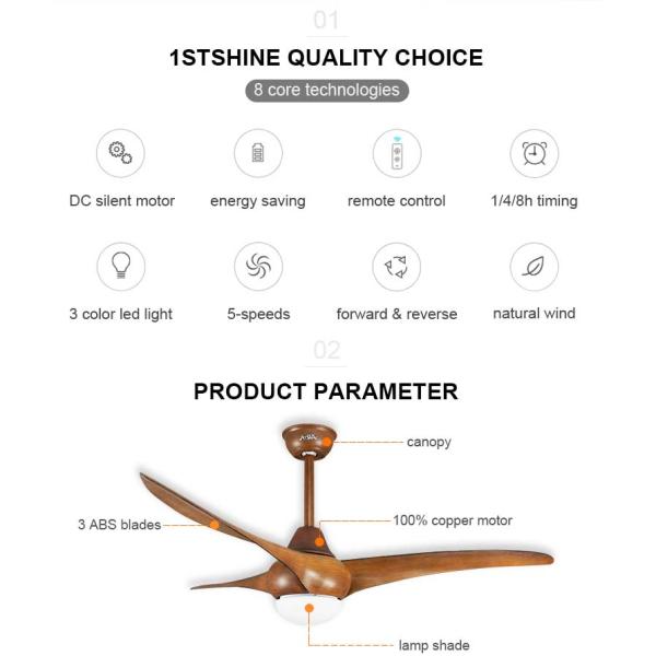 Прохладная функция Китайские складывающиеся потолочные вентиляторы с светодиодным светом 3000-6000K цветовая температура