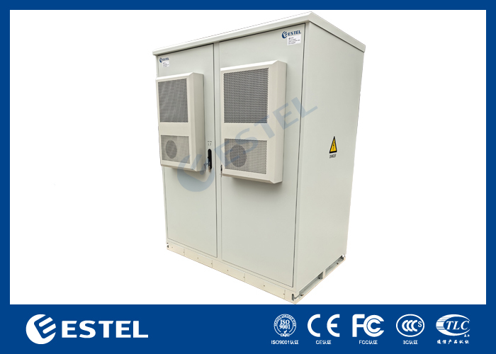 Dual Bay 40U Outdoor Telecom Cabinet for Inverter with Dual 1500W AC IP55 with 5 Battery Trays for Solar Base Station Anti Theft Design