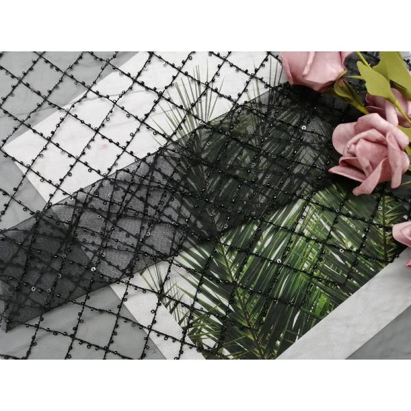 Sequin черноты партии 125CM Geo отбортовал ткань Applique шнурка