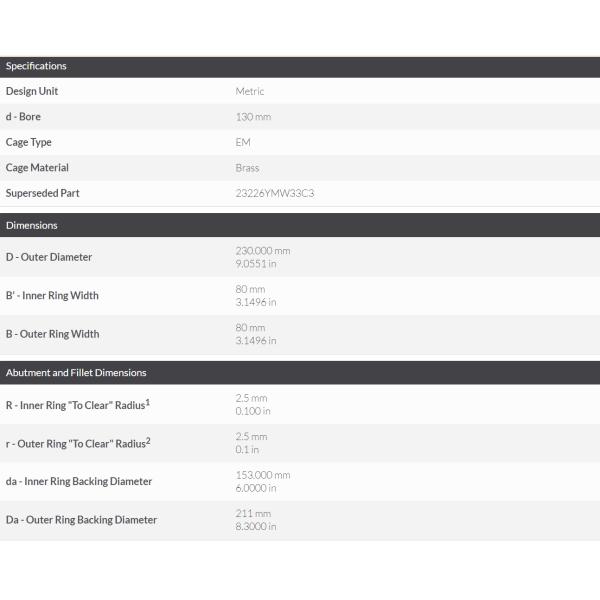 TIMKEN  Spherical Roller Bearings    23226EMW33C3