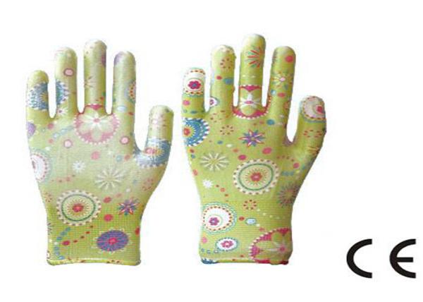No Slip Women'S Work Garden Gloves Knitted Wrist Flower Printed CE Approved