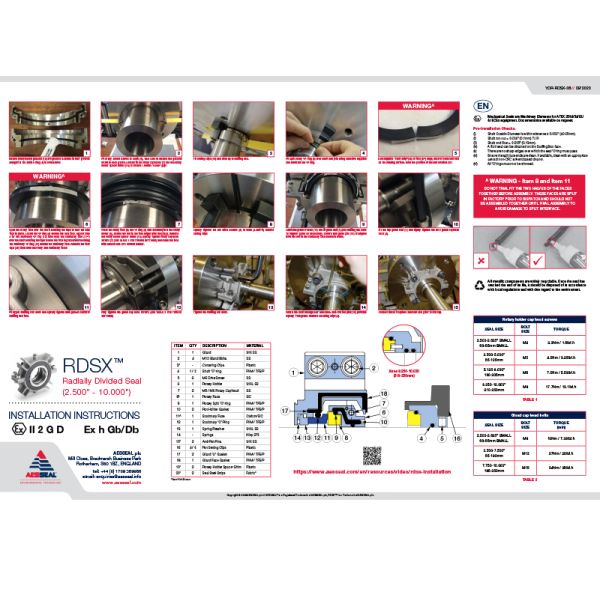 SS316L Split Mechanical Seal FKM EPR RDSX AESSEAL Mechanical Seals