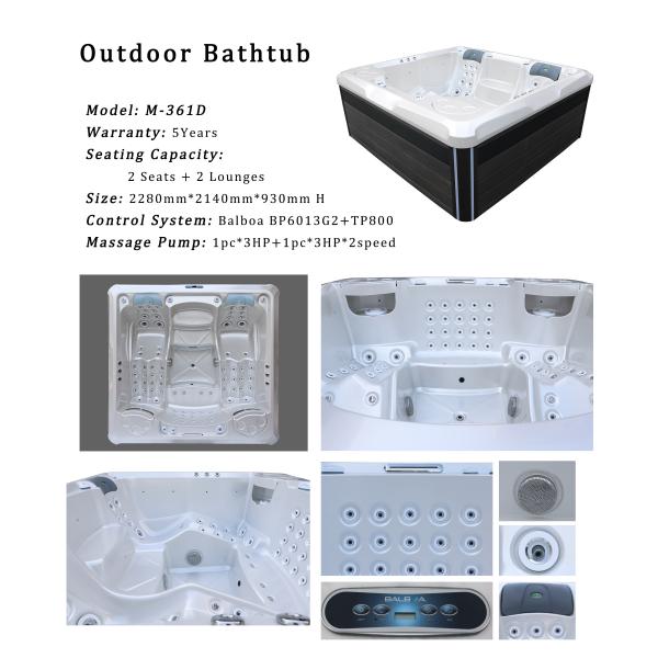 M-361D Акриловая гидромассажная ванна на открытом воздухе American Aristech Jacuzzi на 4 персоны