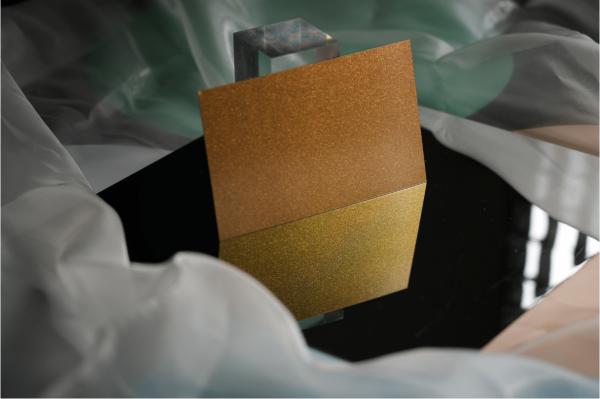 Hoja decorativa de acero inoxidable naranja - amarillo que cambia de color