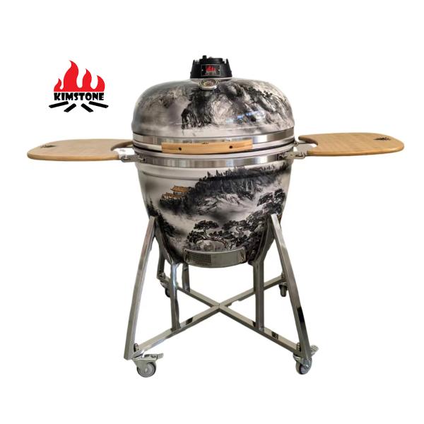 KIMSTONE 21 Inch Painted Kamado Ceramic Grill Kamado Rotisserie Charcoal Ceramic Bbq Wholesale
