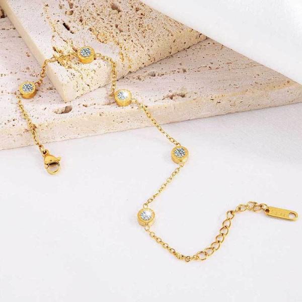 Pulseras de cadena para mujer de acero inoxidable chapado en oro