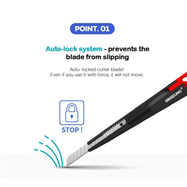 Snap Off Blade Utility Knife Sinseung S501  All Metal Body With Blade Snapper