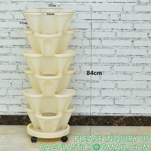 Stackable Planter, Vertical Garden Planter, Strawberry Planter, Indoor/Outdoor, 5 Tier Garden Tower, Herb Plant