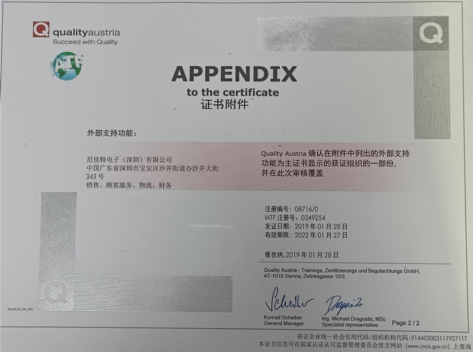 Nigat (Guangdong) Precision Technology Co., Ltd. Certifications