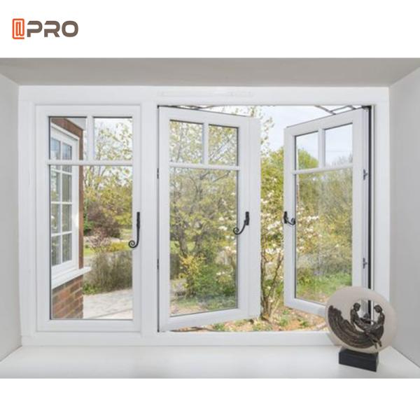 American Style Aluminum Casement Windows Flange Installation Tempered Glass For Home Villa
