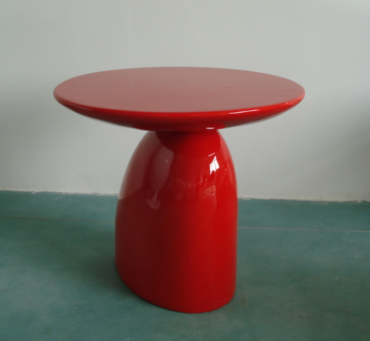 Modern Design red fiberglass painting finish mushroom shape modern round side coffee table