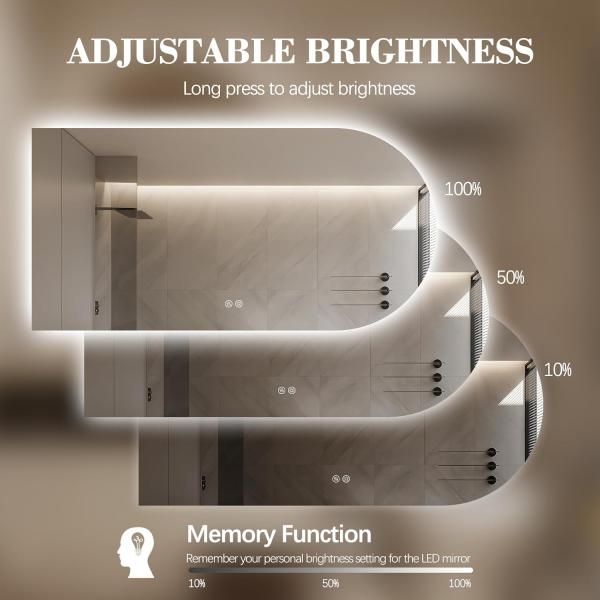 Arch Smart LED Bathroom Mirror , LED Illuminated Backlit Bathroom Mirrors