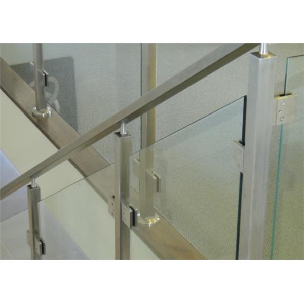 Balcony Stainless Steel Glass Balustrade , Stainless Steel Railing With Glass Designs
