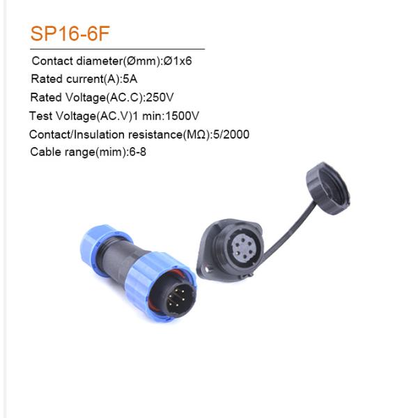 SP16 IP68 Waterproof Cable Connector Plug Socket Male And Female 2 - 9 Pin