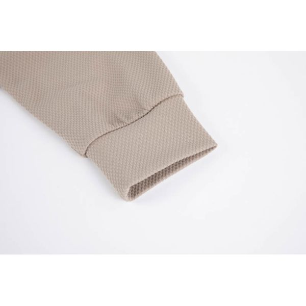 Unisex Cotton-Rich Waffle Knit Long Sleeve Polo Shirt with V-Neck Placket