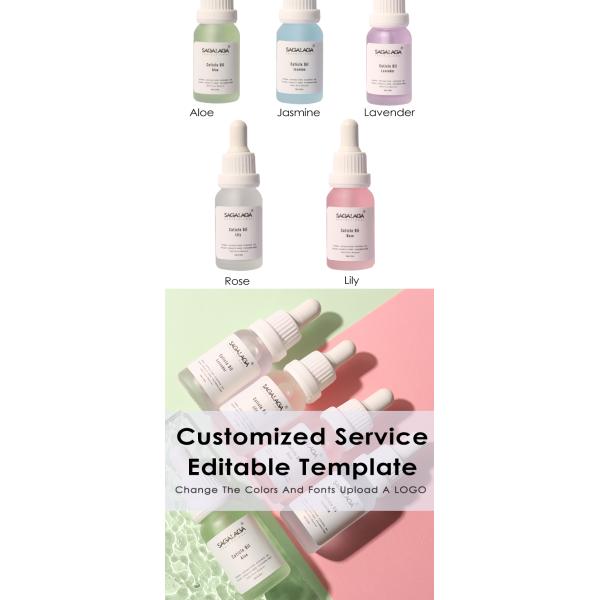 Format DROPPER Etiqueta privada Aceite natural para la cutícula de las uñas con vitamina E Aceite para el crecimiento de la cutícula con aroma a durazno