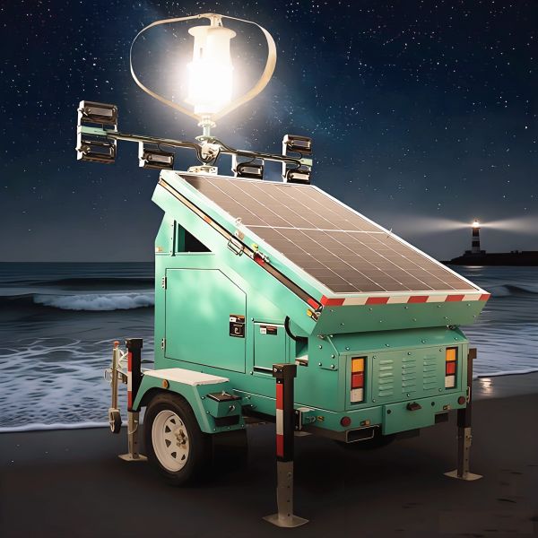 Mobile Solar Light Tower Dust Proof Outdoors Light Tower Street Light With Solar Panel Eco Friendly Light Tower