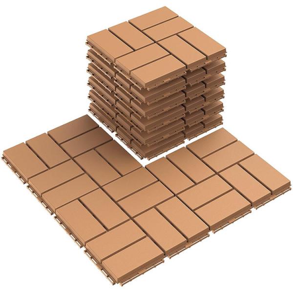 Outdoor Rubber Paver Tiles All Weather Use, Waterproof Pavers For Pool Balcony Backyard Porch, Yellow Color