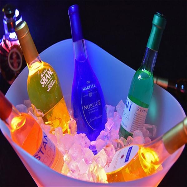 Custom Logo Ice Bucket 12L Lighting Party Clear Beer Champagne LED Wine Bottle Cooler