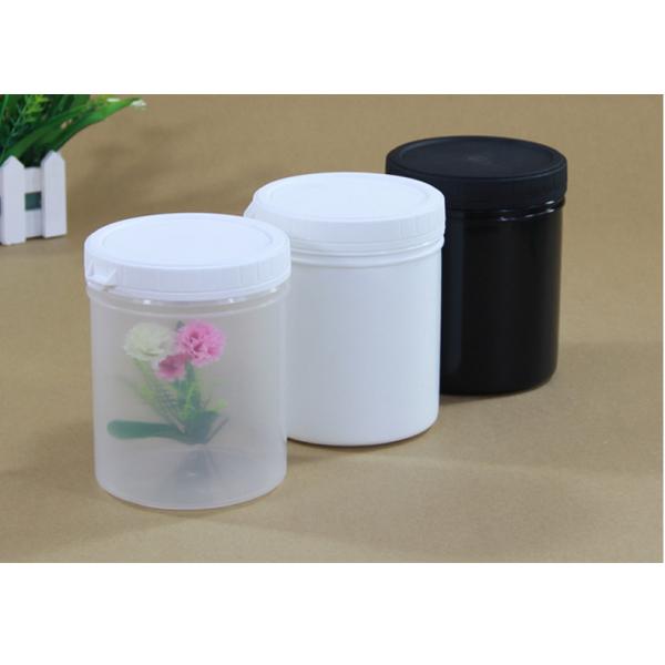 Envasado en polvo Jarrón HDPE con boca ancha y cuello de tornillo sellado en negro/blanco/transculento