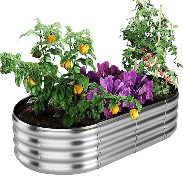 7*3*1 Ft Planter Crecer Caja de jardín Levantado Cama de flores Galvanizado Planter de metal Levantado Kit de cama de jardín para jardinería al aire libre