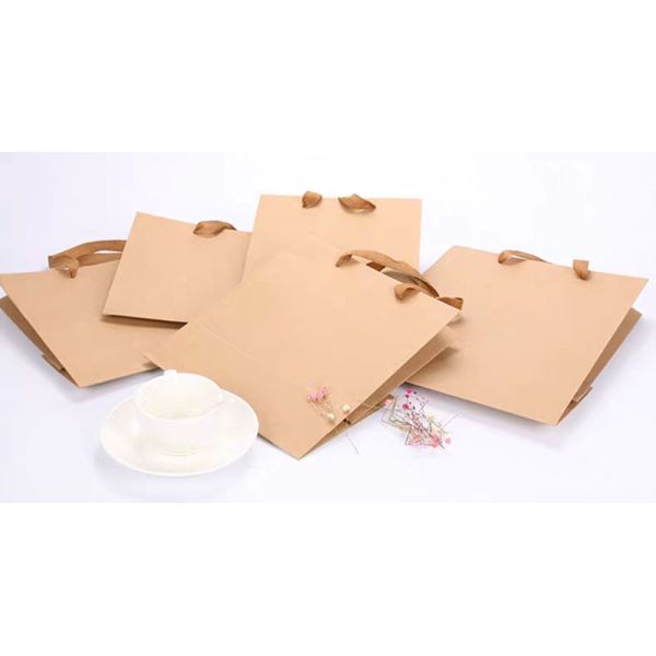 Recyclable Kraft Apparel Cardboard Shopping Bag Brown Takeaway Bag