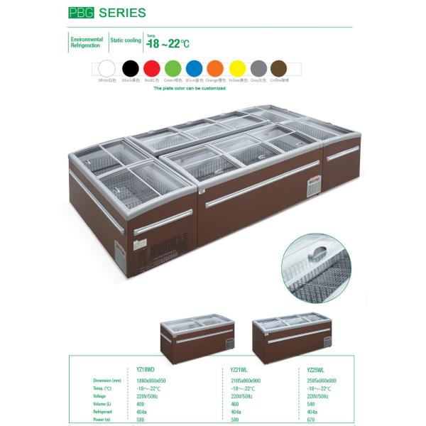Grey 50HZ Supermarket Display Freezer Stainless Steel Material