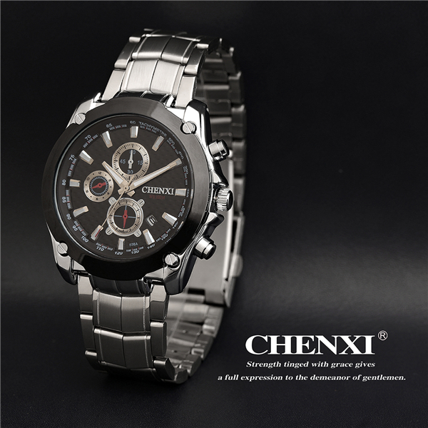 C036A Date Nickle Free Zinc Alloy Case Watch Stainless Steel Band Japan Quartz Watches Man